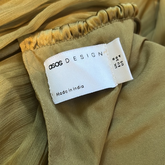 ASOS ruched maxi dress in Chartreuse size 4 / 36 - Picture 3 of 5